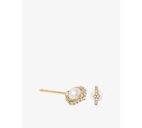 Astley Clarke Womens Astley Clarke Luna Mini 14ct Yellow-Gold, 0.06ct Lab-Grown Diamond and Freshwater Pearl Stud Earrings Yellow Gold 1 Size