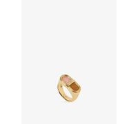 Astley Clarke Womens Astley Clarke x Laura Jackson Signet 18ct Yellow Gold-Plated Sterling-Silver, Tiger's Eye, Rhodochrosite and White Sapphire Ring Yellow Gold Plated L