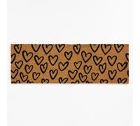 Astley Printed Hand Drawn Hearts PVC Backed Coir 40x120cm Natural Doormat