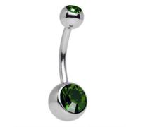 ASTM F136 Titanium Internally Threaded Emerald Green Double Gem Navel Belly Bar 1.6mm 10mmm