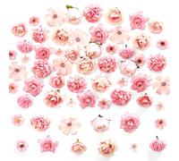ASTNIC 100PCS Faux Flower Heads Silk Flower Heads Mini Flowers for Crafts Rose Daisy Peony Multicolor Small Fake Flowers for DIY Hair Cap Photography Party Wedding Home Shop Decor,2-4 cm (100, Pink)