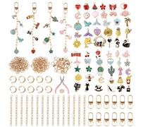 ASTNIC 189 Pcs Keyring Making Kit & Bag Charm Kit with Keychain, Charms, Keyrings Bulk, Keychain Making Kit Colourful Enamel Charms for Jewellery DIY Key Chain Supplies for Phone Charm Gifts for Women