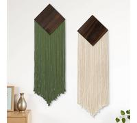 ASTNIC 2 Pcs Macrame Wall Hanging Boho Decor Wall Tapestry, Handmade Woven Cotton Rope Tapestry Room Decor Aesthetic Bedroom Wall Art for Home Decoration, Living Room Apartment Backdrop Ornament