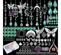 ASTNIC 380PCS Crystal Suncatchers Making Kits, DIy Sun Catchers Making Supplies Kit Silver Butterfly Hummingbird Hanging Prism Ornament Crystal Ball Rainbow Maker for Window Home Garden Decor