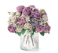 ASTNIC 4 Bunches Artificial Peony Silk Flowers, Fake Flowers, Artificial Flowers for Home Decoration, Flower Bouquet, Faux Peonies Floral for Bride Wedding, Vase, Table Centrepiece, Room Decor