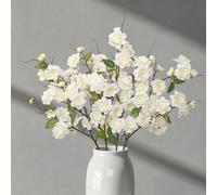 ASTNIC 4 Bunches Faux Silk Cherry Blossom Artificial Flowers for Vase -33", Bulk Artificial Cherry Blossom Branches with Realistic Stems, Fake Flowers for DIY Floral Bouquet Coffee Table Home Decor