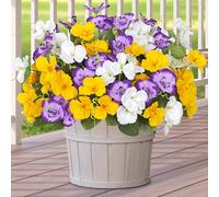 ASTNIC 6 Bundles Artificial Flowers Outdoor UV Resistant Fake Plastic Plants Decorative Realistic Artificial Silk Colorful Flowers for Outside Garden Window Box Wedding Party Spring Summer Decor