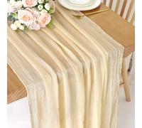 ASTNIC Cheese Cloth Boho Gauze Beige Table Runner, 80x300 cm Table Runners for Dining Table, Cheesecloth Table Runner for Autumn Decor Party Baby Shower Halloween Home Birthday Decorations