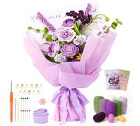 ASTNIC Crochet Kit for Beginners Adults, Rose Flower Bouquet Crochet for Starters with Step-by-Step Video, Handmade Arts DIY Craft Creations, Flower Bouquet Gifts for Women Men (Purple Rose Bouquet)