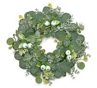 ASTNIC Spring Door Wreath for Front Door, 12 inch Artificial Wreaths with Eucalyptus Greenery Foliage, Lifelike Door Wreaths Outdoor All Year Ramadan Decorations for Home, Fireplace, Farmhouse Decor