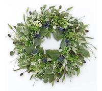 ASTNIC Spring Door Wreath for Front Door, 20.5 inch Green Artificial Wreaths with Eucalyptus Olive Boxwood Leaves, Lifelike Door Wreaths Outdoor All Year Ramadan Decorations for Home, Farmhouse Decor