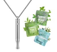 ASTOFLI Adjustable Air Outlet Breathing Necklace With Resistance - Silver Herbal Flavored Breathe Free Stop Anxiety Relief For Adults - Adjustable Breathfree Breathing Necklace With Resistance Filter