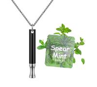 ASTOFLI Anxiety Breathing Necklace With Resistance: Mint Flavoured Breathlace Tube Breathing Necklace with Resistance Filter Calm Breathlace Stop Stress Necklaces Anxiety Relief Breath Black & Silver