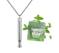 ASTOFLI Anxiety Breathing Necklace With Resistance: Mint Flavoured Breathlace Tube Breathing Necklace With Resistance Filter Calm Breathlace Stop Stress Necklaces Anxiety Relief Breathe Pendant Sliver