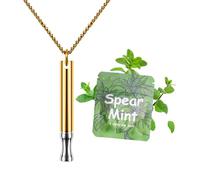 ASTOFLI Anxiety Breathing Necklace With Resistance: Mint Flavoured Breathlace Tube Breathing Necklace with Resistance Filter Calm Breathlace Stop Stress Necklaces Anxiety Relief Breath Gold&Silver