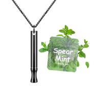 ASTOFLI Anxiety Breathing Necklace With Resistance: Mint Flavoured Breathlace Tube Breathing Necklace With Resistance Filter Calm Breathlace Stop Stress Necklaces Anxiety Relief Breathe Pendant Black