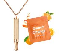 ASTOFLI Anxiety Breathing Necklace with Resistance: Sweet Orange Flavoured Air Wooden Breathlace with Resistance Filter Natural Essential Oil Breath Quitgo Breathing Necklace Stress Anxiety Rose Gold