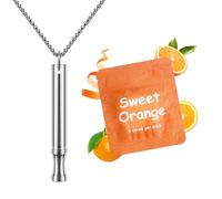 ASTOFLI Anxiety Breathing Necklace with Resistance: Sweet Orange Flavoured Breathlace Tube Breathing Necklace with Resistance Filter Calm Breathlace Stop Stress Necklaces Anxiety Relief Breath Silver