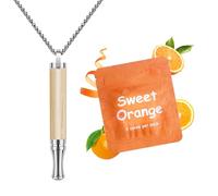 ASTOFLI Anxiety Breathing Necklace with Resistance: Sweet Orange Flavoured Wooden Breathlace with Resistance Filter Natural Essential Oil Breath Quitgo Breathing Necklace Stress Anxiety Relief Silver