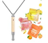 ASTOFLI Wooden Adjustable Air Outlet Breathing Necklace With Resistance - Silver Fruit Flavored Breathe Free Stop Anxiety Relief For Adults - Adjustable Breathfree Breathing Necklace With Resistance