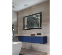 MirrorOutlet 3Ft11 X 2Ft7 120cm X 80cm Black/Silver Bevelled Frameless Wall Mirror Modern, Wood,SWS008