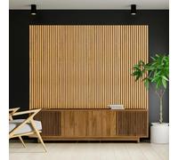 Aston Bs (2 Pack) Acoustic Wood Slat Wall Panels 120 x 60cm - Premium Sound Absorbing & Fire Retardant 3D Slat Wall Panels for Studio, Living Room, Home Cinema, Wall Decoration- Teak