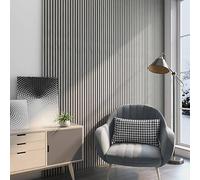 Aston Bs Acoustic Wood Slat Wall Panels 120 x 60cm - Premium Sound Absorbing & Fire Retardant 3D Slat Wall Panels for Studio, Living Room, Home Cinema, Wall Decoration- Grey Oak