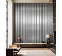 Aston Bs (Pack of 2) Silver Acoustic Wood Slat Wall Panels 240 x 60cm - Premium Sound Absorbing & Fire Retardant 3D Slat Wall Panels for Studio, Living Room, Home Cinema, Wall Decoration- Silver