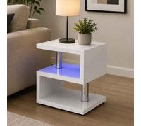 aston high gloss side table in white with led