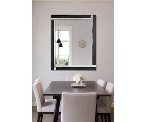 Aston Large Black Double Bevelled All Glass Mirror 144 x 115.5CM