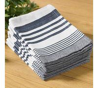 Aston Large Cotton Kitchen Towels - Bar & Tea Towels (50cm x 70cm) (Black)
