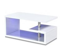 aston led high gloss coffee table in white
