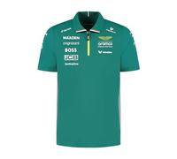 Aston Martin F1 2025 Men's Team Polo Green | Flat knit zip polo collar with BOSS pull, AMR25 logo on lower back, Officially licensed