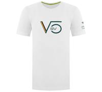 Aston Martin Men's F1 Sebastian Vettel Driver Short Sleeve Crew Neck T-Shirt in White | Size: Small Aston Martin White S