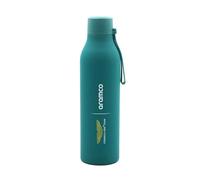Aston Martin Team Logo water bottle, 2024 design, featuring Team and Sponsor logos on a steel bottle in Team colours, 500 ml capacity, with a loop strap for carrying, Official Merchandise