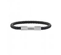 Aston Martin TKS Black Braided Leather Stainless Steel Clasp Bracelet 20cm