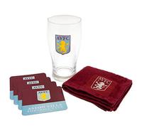 Aston Villa F.C. Beer Glass, 400 ml, Glass, Claret Red/Blue, Officially Licensed