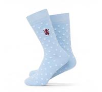 Aston Villa FC Official Mens Dress Socks - Sky Blue & White Polka Dot Pattern with Lion Crest, Luxury Fan Gift, Size UK 7-11