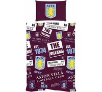 Aston Villa FC Patchwork Duvet Cover SetSingle Burgundy/Yellow/White BS2755