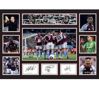 Aston Villa FC Poster Print - Team Collage with Signatures - Rashford, Martinez, Watkins - Framed or Unframed - Gift for Football Fans, A3 Poster + Silver Frame