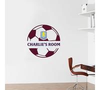 Aston Villa Football Club Ball and Personalised Name Wall Sticker (90cm Height x 90cm Width)