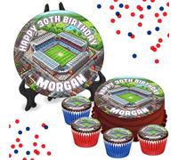 Aston Villa Park Stadium (ART) PERSONALISED Edible Cake & Cupcake Toppers - Wafer or Icing - Various Sizes - Football Fan Birthday Party Cake Decoration- Perfect for Brownies, Cookies, Muffins & More!