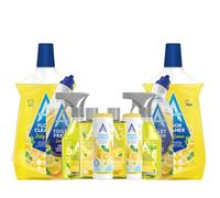 Astonish 10 Multi Purpose Household Cleaning Products Bundle, Zesty Lemon 2x Each, Concentrated Disinfectant 300ml, RTU Disinfectant 550ml, Floor Cleaner 1L, Toilet Cleaner 750ml, Shake & Fresh 350g
