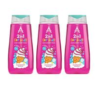 Astonish 2 in 1 Hair & Body Wash for Kids, Gentle Cleanse and Nourish, Raspberry Ripple, 3 x 400ml