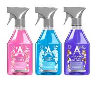 Astonish 3 Disinfectant Spray Bundle 550ml Each Pink Roses, Linen Fresh & Morning Dew Scents Powerful Multi-Surface Cleaner with Natural Essential Oils, Pet Safe Odour Eliminator & Germ Killer for Hom
