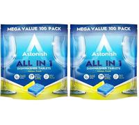 Astonish All In 1 Powerful Cleaning Dishwasher Tablets with Salt and Rinse Aid, Mega Pack of 200 Tablets, Lemon Fresh
