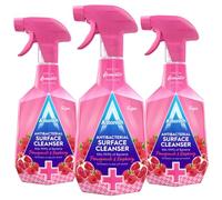 Astonish Antibacterial Surface Cleanser, 750ml, Pink, X3 Pack, Multi-Purpose Disinfectant Spray, Kills 99.9% Germs, for Kitchen, Bathroom, Home, Vegan, Cruelty-Free, Fast-Acting Cleaning Spray