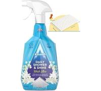 Astonish Daily Shower & Shine White Lilies, 750ml Bottle with BONUS Convex Dot Melamine Cleaning Pads