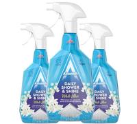 Astonish Daily Shower Shine White Lilies Cleaning Spray 3 Pack - No Scrub After Shower Spray Foam Prevents Watermarks & Limescale Buildup - Cruelty-Free Household Cleaning Products,750ml Spray Bottles