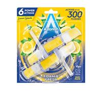 Astonish Foam & Fresh Toilet Blocks, Powerful Foam Cleaning Action, Prevents Limescale & Dirt, Lemon Splash, Pack of 2